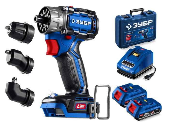 Шуруповерт бесщ. аккум. DB-50-22-H3 LMS (20В, 50Нм, 2х2А/ч. 13мм, 3 насадки, кейс)/ЗУБР