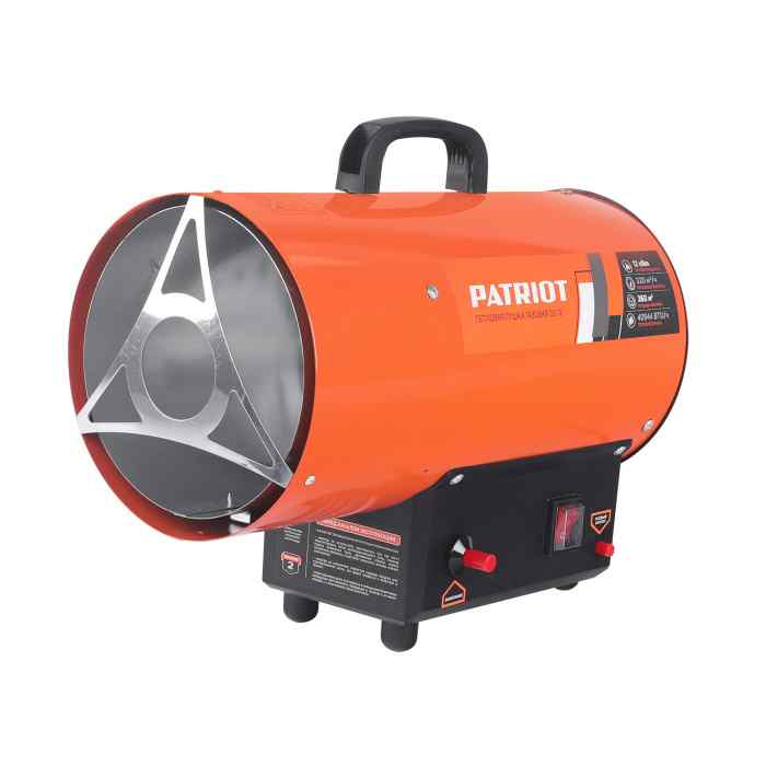 Калорифер газовый PATRIOT GS 12, 12 кВт, 320 мᵌ/ч, пьезо поджиг, редуктор, шланг.