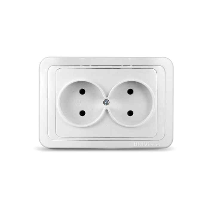 Розетка 2м."Валери" белая ,б/з с/у 16А 220В B0102