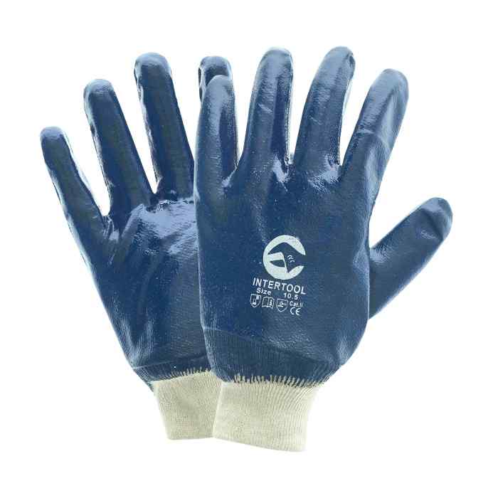 Перчатки х/б с полным нитриловым покрытием, манжета резинка 