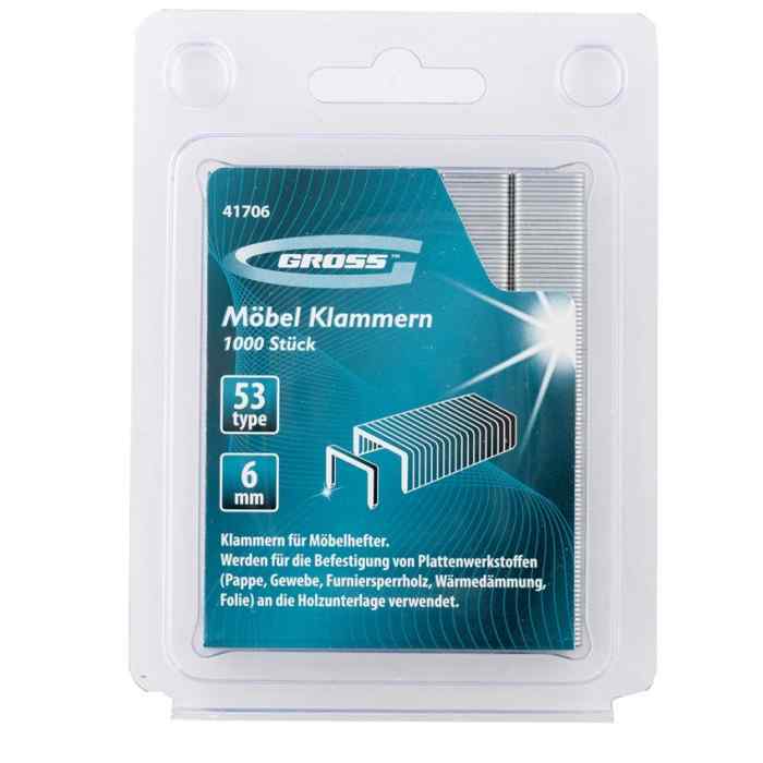 Скобы, 14 мм, для мебельного степлера усиленные, тип 53, 1000 шт Gross