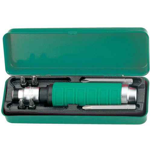 Отвертка ударная с битами SL 8,10мм PH# 2,3  36мм и PH# 2,3  80мм, 10 пр./JONNESWAY