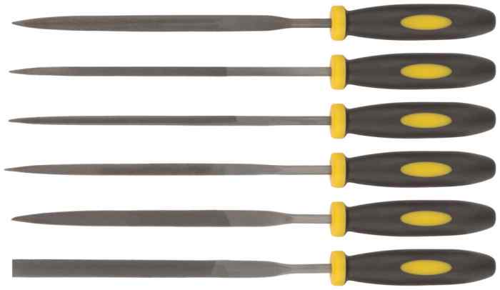 Набор надфилей 3*150мм, прорезиненная ручка, 6 шт. FIT