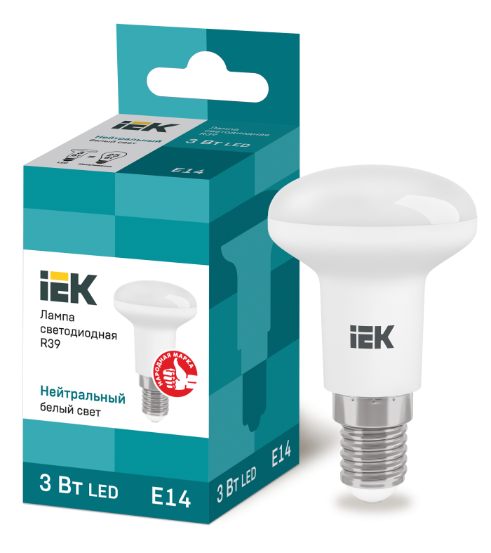 Лампа 3W 230V E14 4000К R39 светодиодная рефлекторная "IEK" 