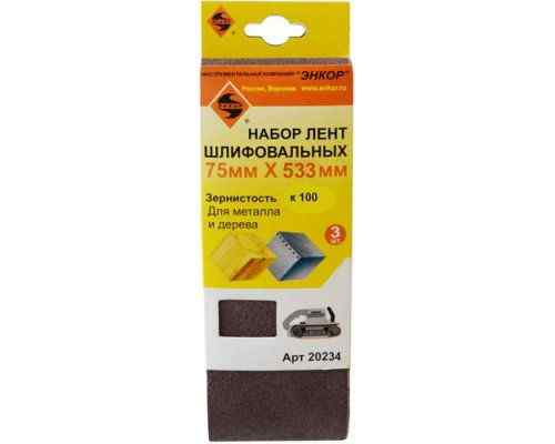 Шлифлента 75х533 к100(3шт) /Энкор