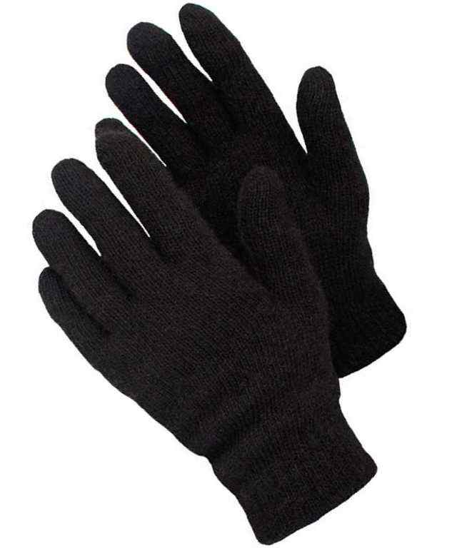 Перчатки полушерстяные двойные черные