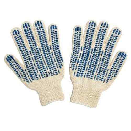 Перчатки х/б 7,5кл  5 нитей ( ПВХ кирпич)  60-70 гр цв.белый