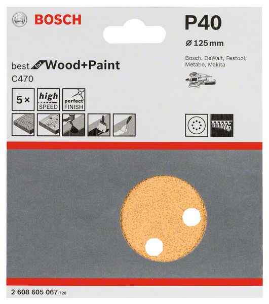 Шлифкруг 125 к40 B.f.W+P / BOSCH (5шт)