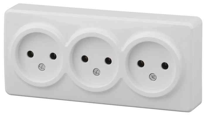Розетка 3х2P, 16АХ-250В, ОУ, Эксперт, белый 11-2207-01 ЭРА 