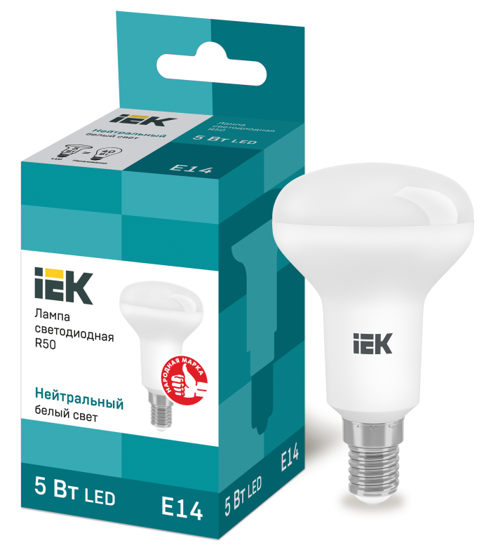 Лампа 5W 230V E14 4000К R50 светодиодная рефлекторная "IEK" 
