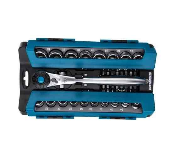 Набор головок торцевых 120 зубьев, 1/2" 3/8" CrV, 36 предметов Gross