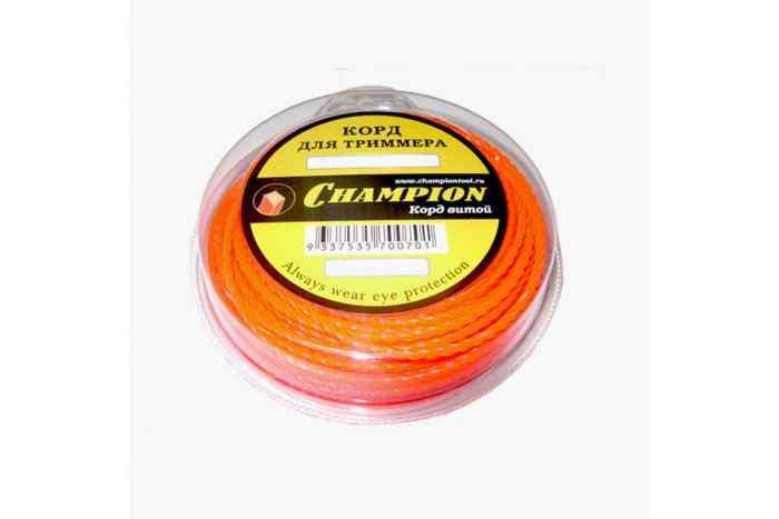 Леска триммерная CHAMPION 2,4мм х 12м Twisted Square, витой квадрат 