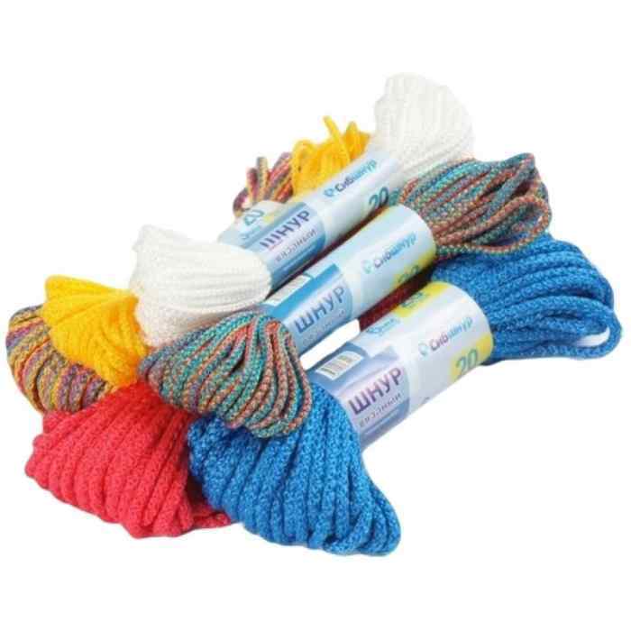 Шнур полипропилен плетеный 6 мм 20м цветной, нагрузка 150 кг