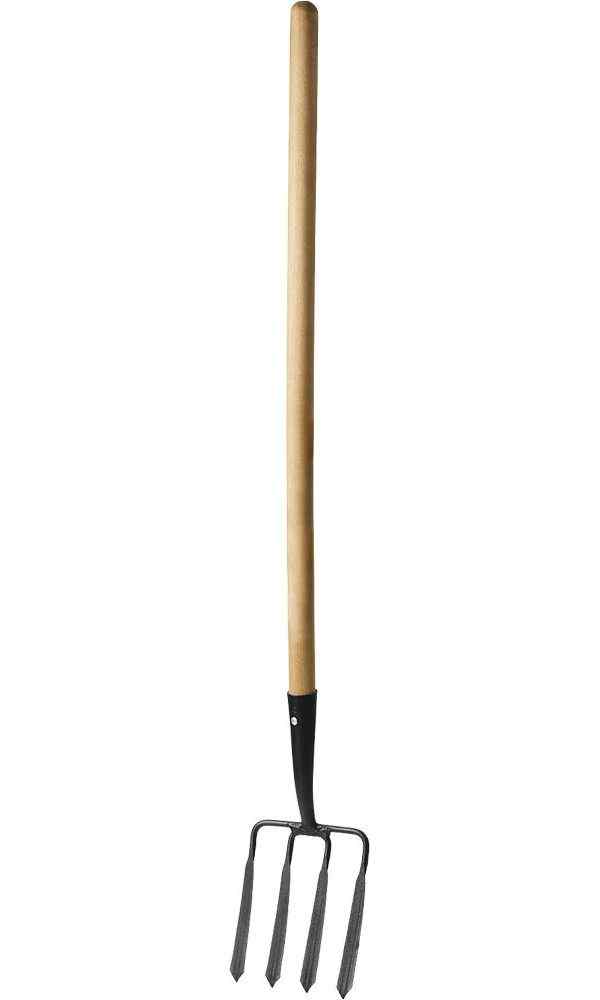 Вилы копальные кованые, четырёхрогие, с деревянным черенком, 180х220х1300 мм Grinda