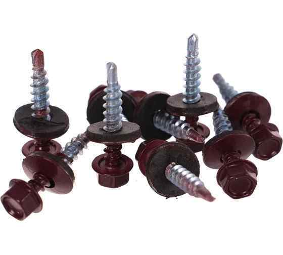 Саморез 4,8х29 кровельный, винно-красный RAL3005 - 50шт