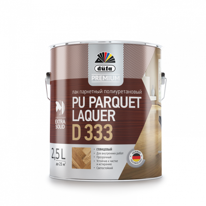 Лак паркетный 2.5л PU- PARKETTLACK D333 полиуретановый глянцевый Dufa