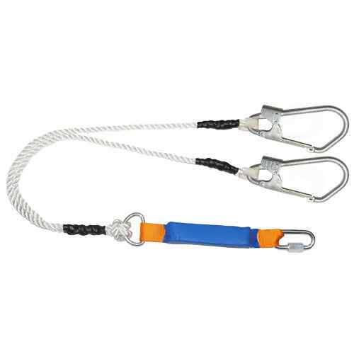 Строп страховочный двойной из каната с амортизатором с большими карабинами