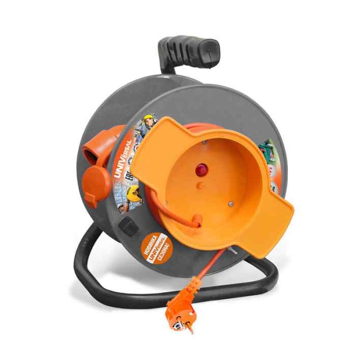 Удлинитель ПВС 3х1 1гн. 40м, с/з 10А, 2,2 кВт, У10-027 термо катушка, "Универсал"