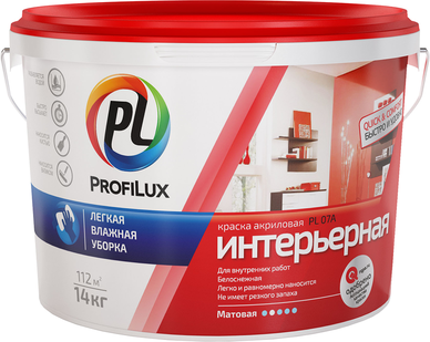 Краска интерьерная PL-07А акриловая супербелая 1,4кг Profilux
