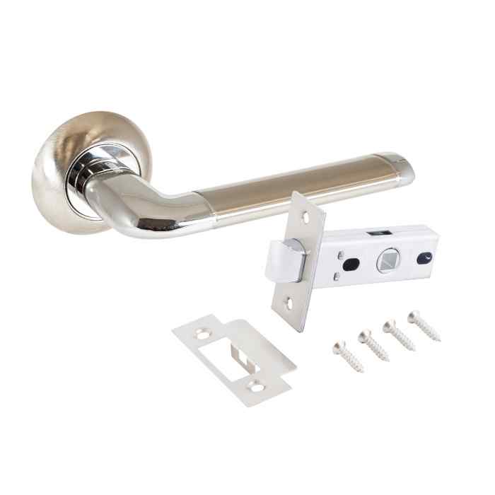 Комплект ручка и защелка АРТ "ПОЛО" SN/CP+L45-8 SN, мат.никель/хром АЛЛЮР