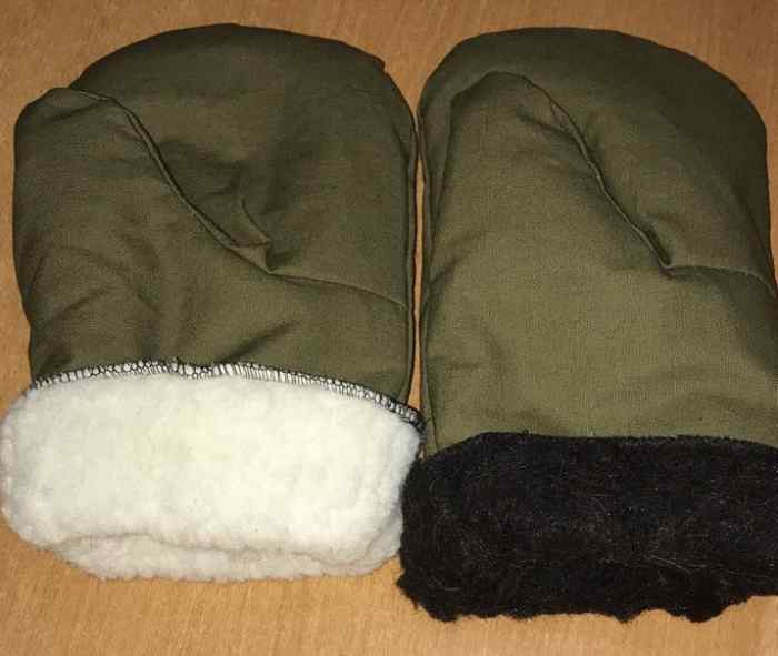 Рукавицы палатка хаки, шерстяной мех