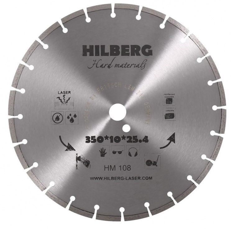 Диск алмазный отрезной сегментный Hard Materials Laser (350x25.4 мм) Hilberg