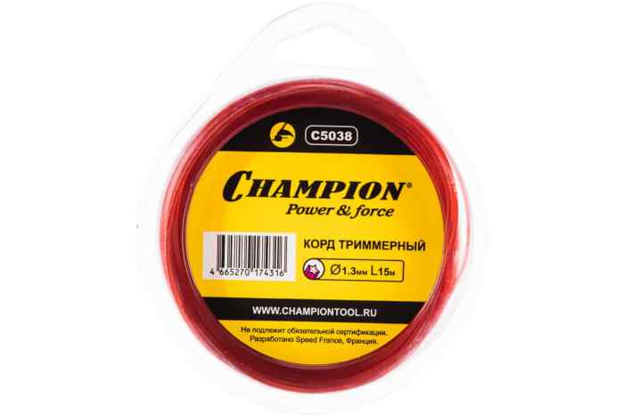 Леска триммерная CHAMPION 1,3мм х 15м Star Pro, звезда 
