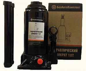 Домкрат гидравлический бутылочный 10т (выс.подъема 200-390мм, 2 клапана) / БелАК 