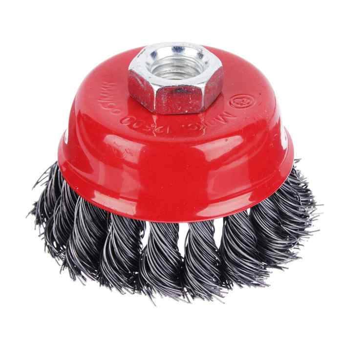 Щетка по металлу для УШМ 75*М14 чашка, крученая ЕРМАК