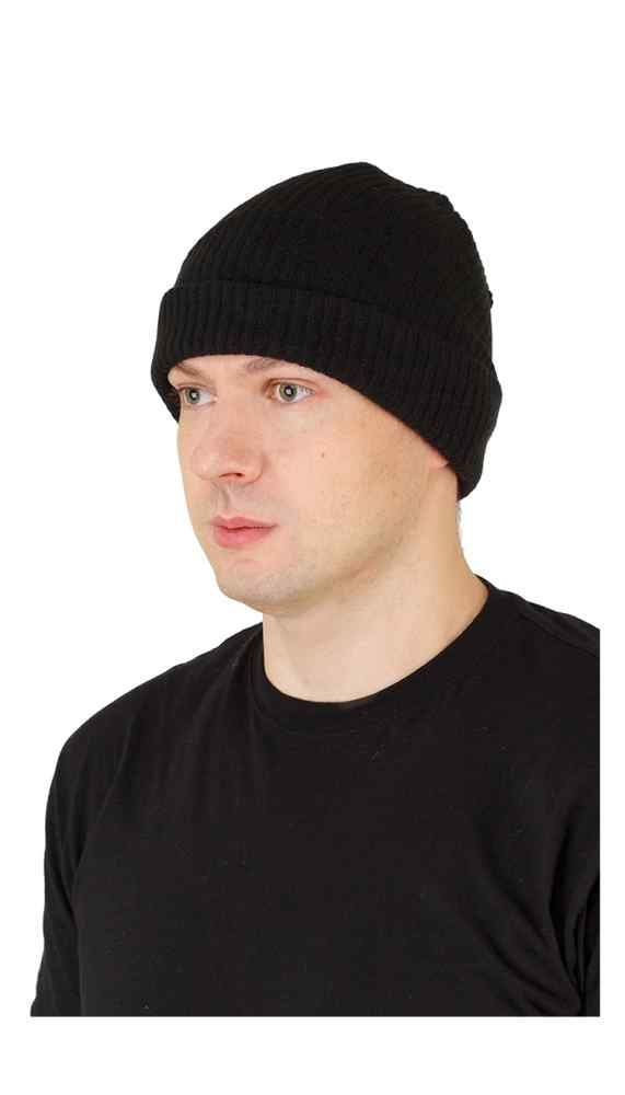 Шапка черная, вязанная двойная