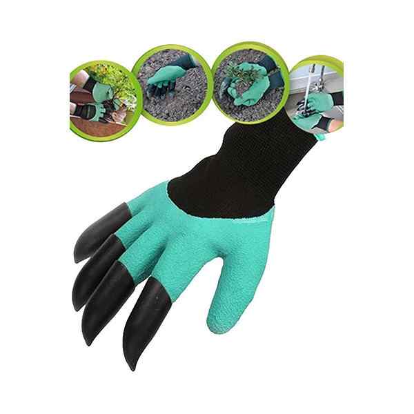 Перчатки нейлон с латексным покрытием садовые с когтями