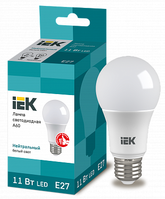 Лампа 11W 230V Е27 4000К А60 светодиодная "IEK" (кор. 100 шт.)