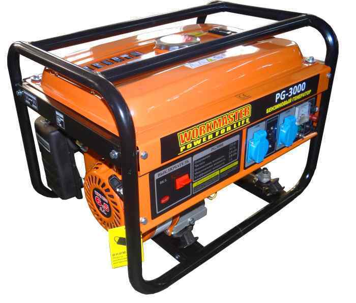 Генератор бензиновый WorkMaster БГ-3000E1 (1 фазный, 2.5/2.8кВт; 15л, 40кг, электро стартер)